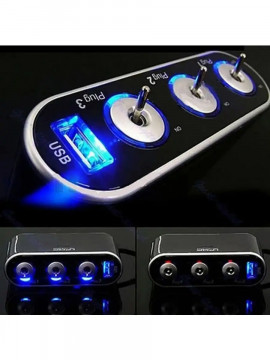 Разветвитель прикуривателя с USB и переключателем WF-0306